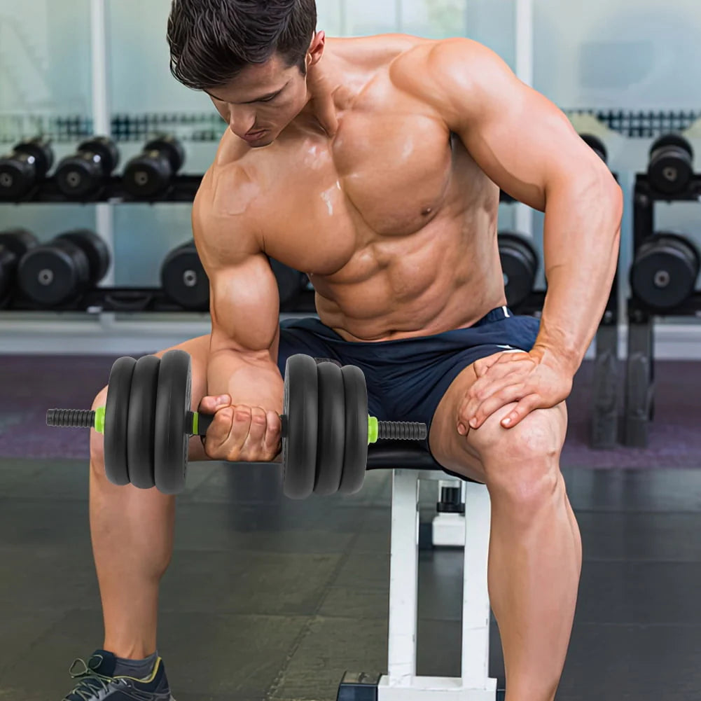 Adjustable Dumbbells Set 4 in 1 Barbell, Dumbbell, Kettlebell and Push-ups, Non-slip Handles Y3834