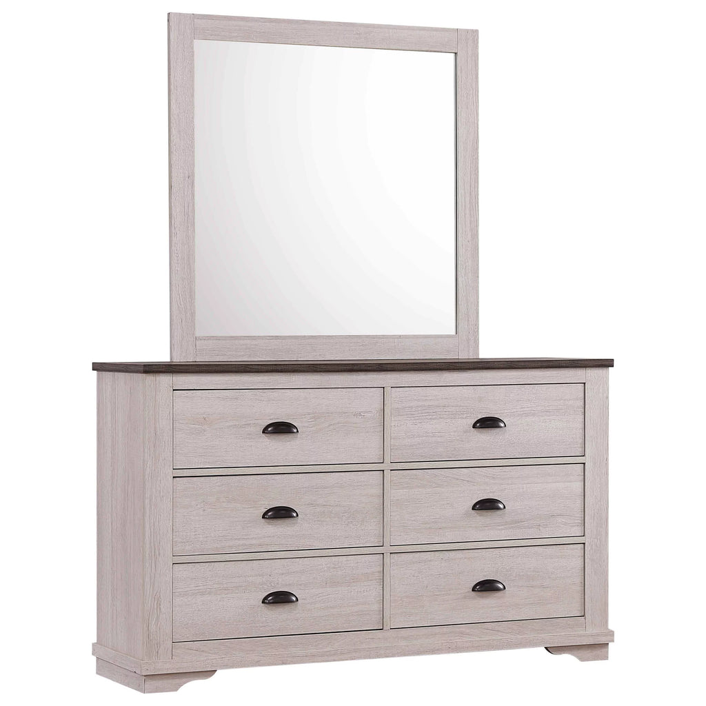 5pc King Size Bed Dresser Mirror Nightstand Set Chalk Gray V2262
