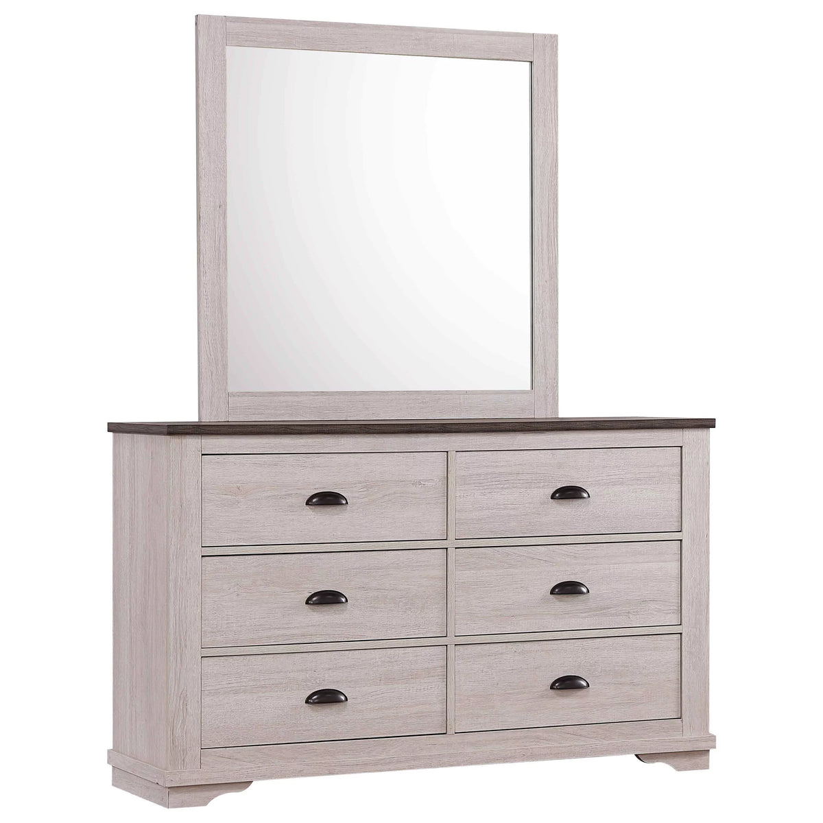 5pc King Size Bed Dresser Mirror Nightstand Set Chalk Gray V2262