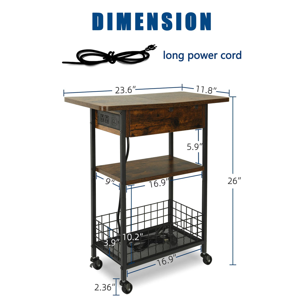 Rustic Brown 2 Pack End Table with Charging Station V152835