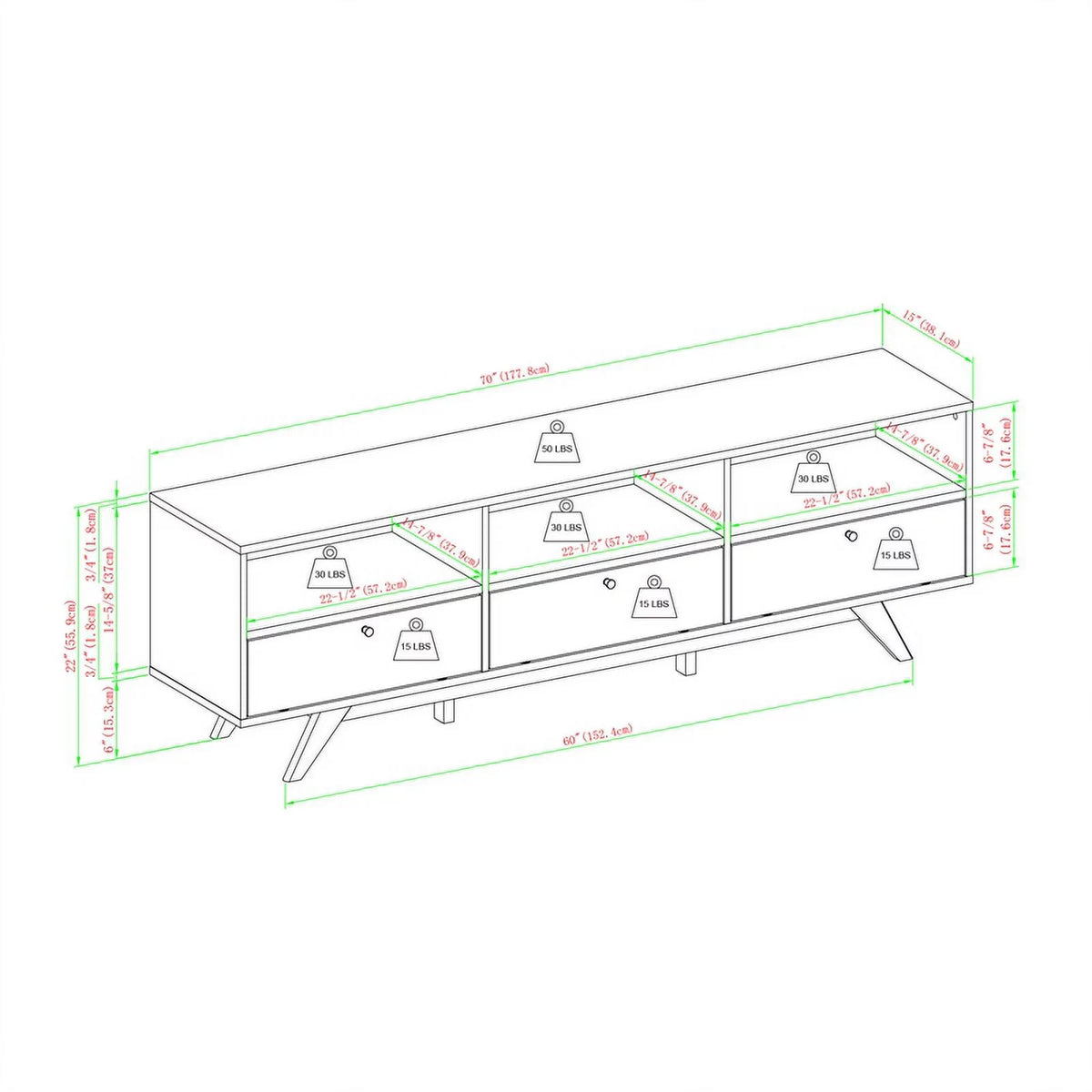 70" Black Wood TV Stand with Storage V814