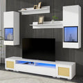 Rattan Style 7 Pieces Floating TV Console Table O89224