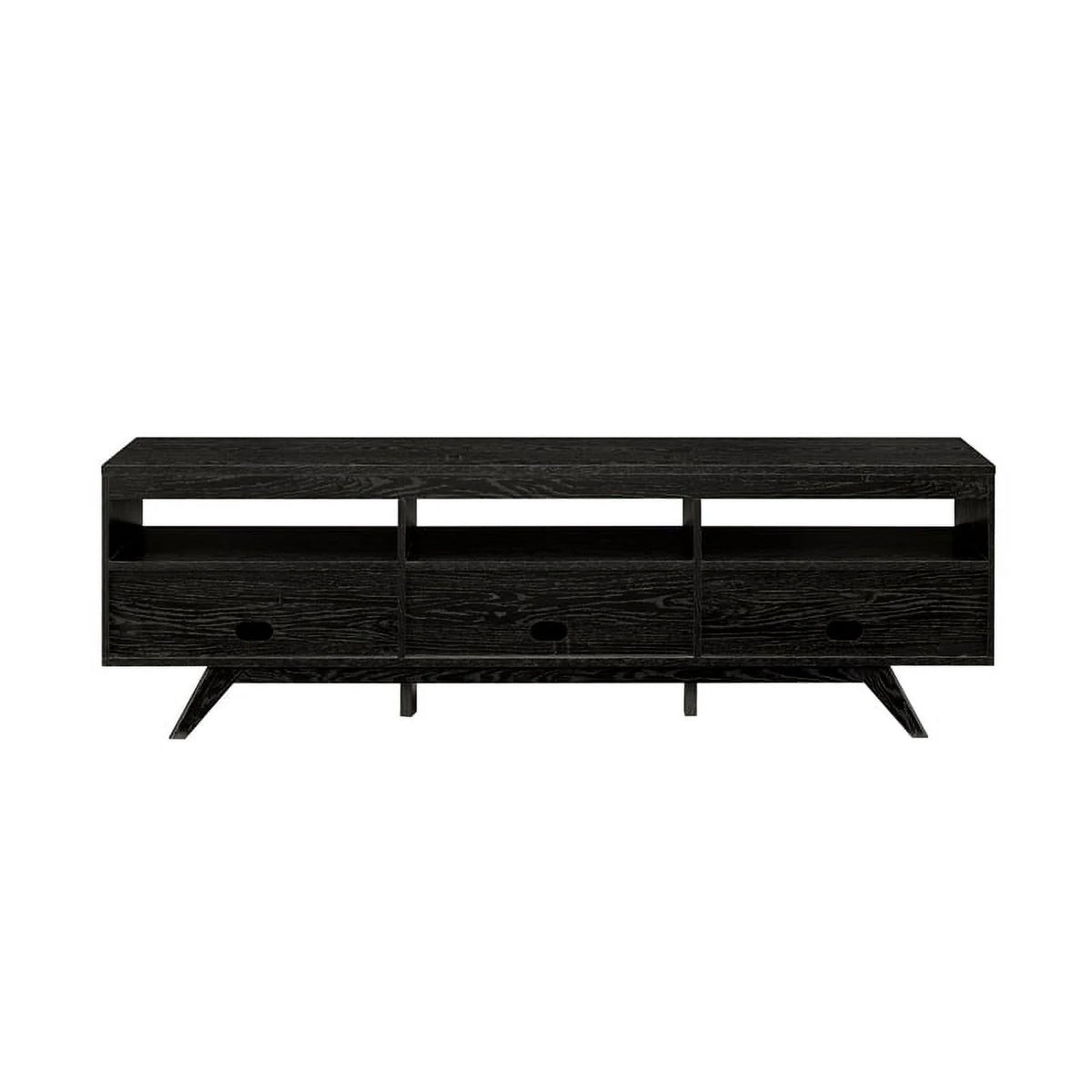 70" Black Wood TV Stand with Storage V814