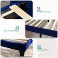 Navy Blue Velvet Upholstered Platform Bed Full R486