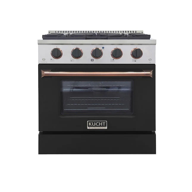 30 Pro-Style Natural Gas Dual Fuel Range in Black with Rose Gold Accents I156
