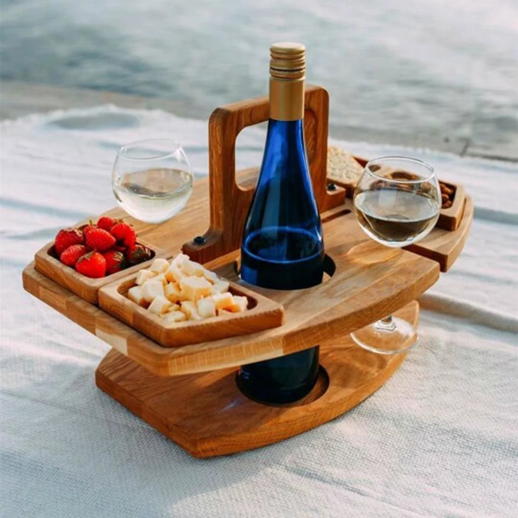Portable Outdoor Picnic Table with Glass Holder Q814
