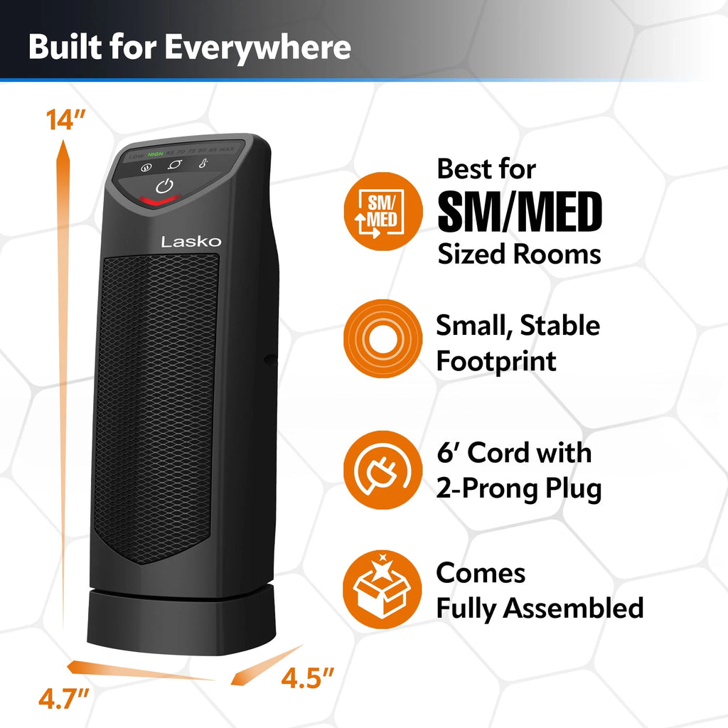 1500W 14 Oscillating Ceramic Electric Tower Space Heater Y5647