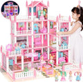 4-Story 11 Rooms Dollhouse with 4 Dolls and Furniture Set W407