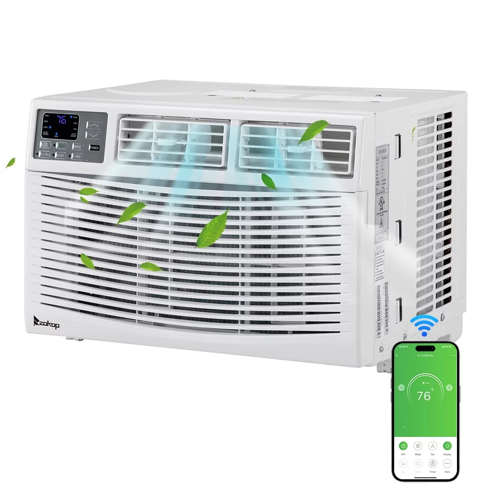 12000BTU 110V Window-Mounted Remote Control Air Conditioner, White Q2098