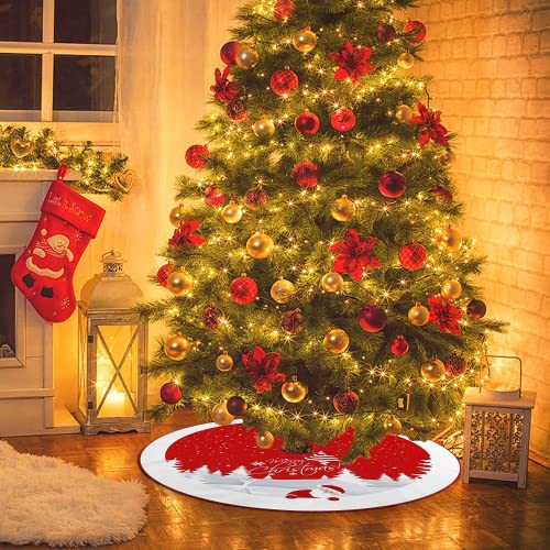 Red 48 inches Plush Christmas Tree Skirt P895