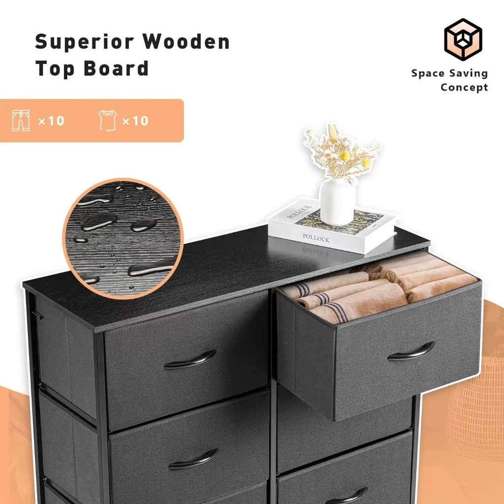 Black 8 Drawer Fabric Dresser Q5031