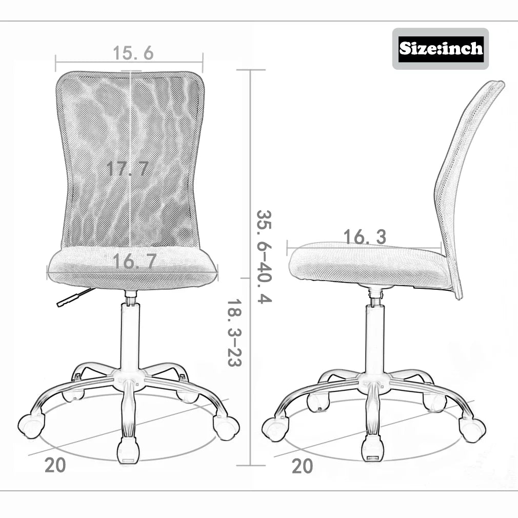 Pink Mesh Ergonomic Office Chair No Arms Y82010