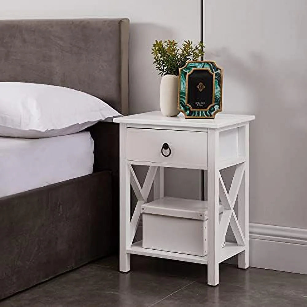White Wood Nightstand Set of 2 O614951