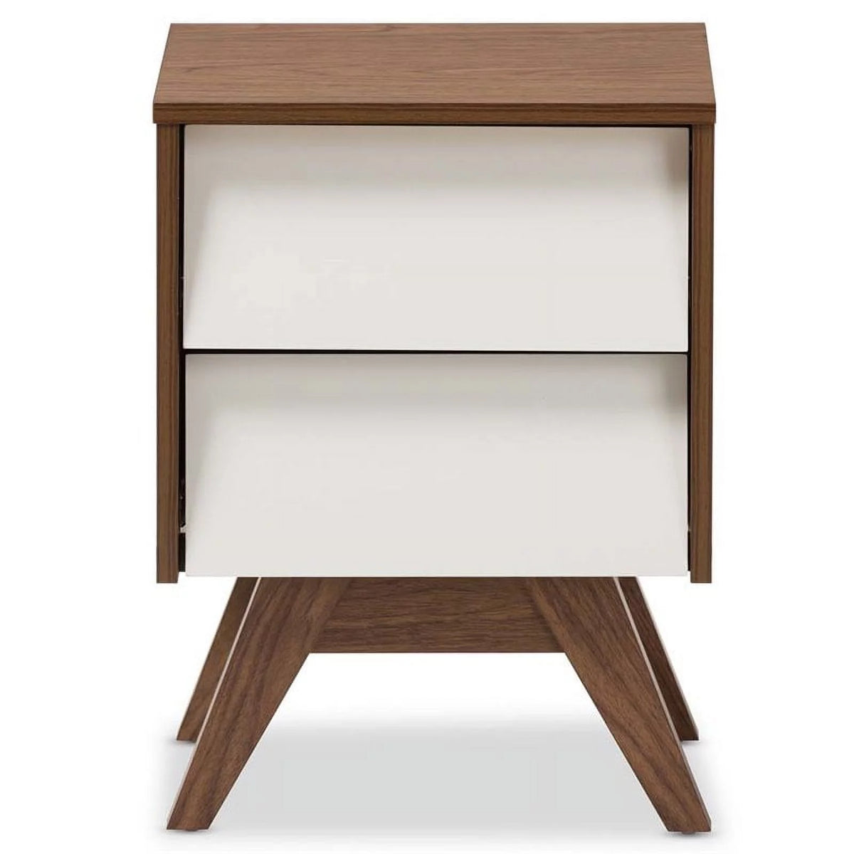 3 Piece Bedroom Set with Chest and 2 Nightstands in White and Walnut L4628