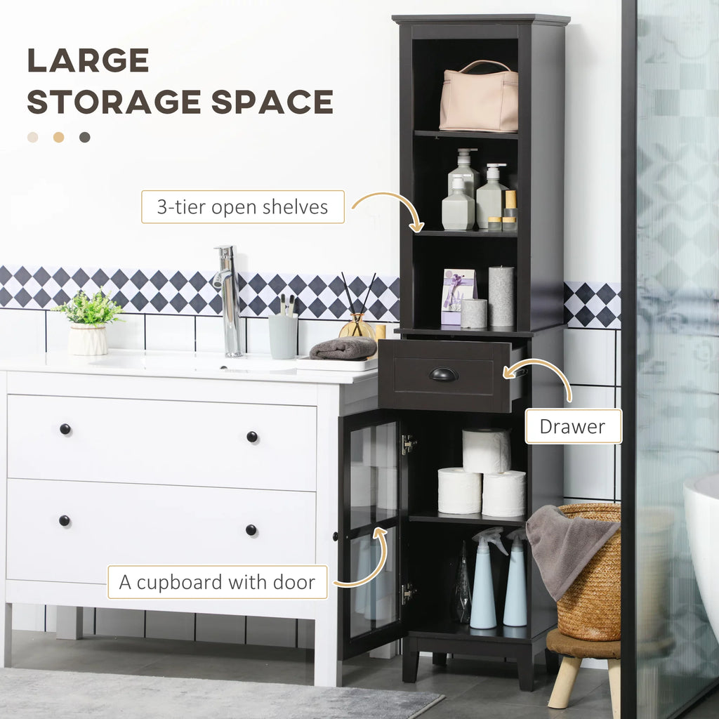 Slim Bathroom Storage Cabinet Linen Tower Brown S777