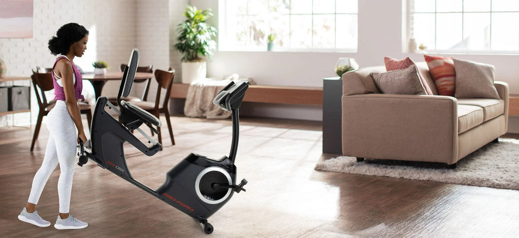 Recumbent Exercise Bike with Display, Tablet Holder, and Fan J328713