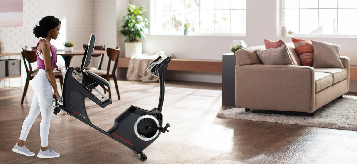 Recumbent Exercise Bike with Display, Tablet Holder, and Fan J328713