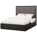 Gray Tufted Wood California King Panel Platform Bed N385