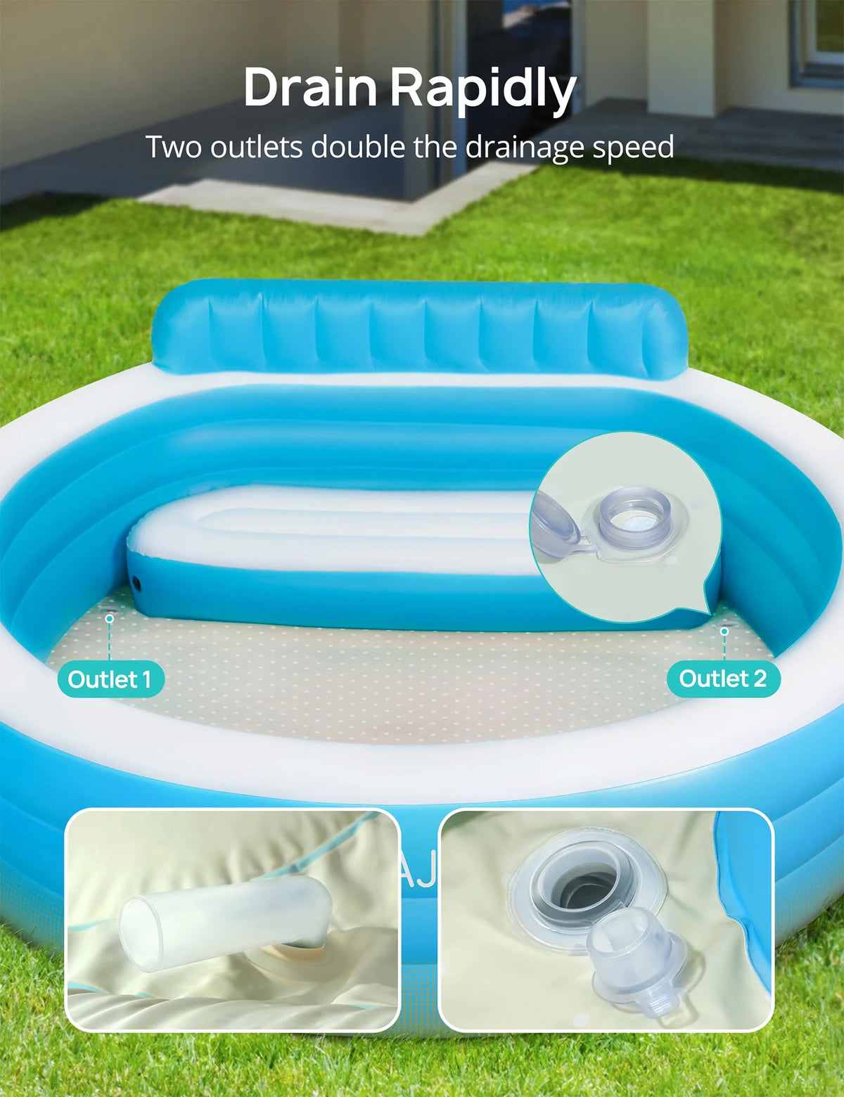 Inflatable Round Swimming Pool with Seat D524420